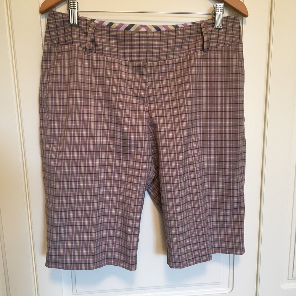 ADIDAS golf shorts plaid pastels women's size 8